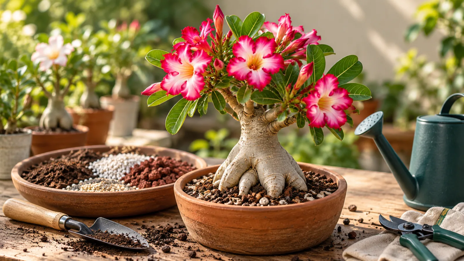 Una Rosa del desierto con flores